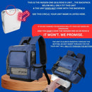 Blue backpack for Inogen One G5 or Rove 6 oxygen concentrator, mesh pockets, unit inserted from bottom.