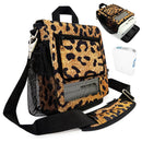 Leopard print carry bag with mesh sides and strap for Inogen portable oxygen concentrator