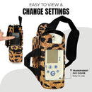Leopard print carry bag for Inogen One G5 with transparent PVC cover and shoulder strap