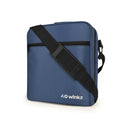 Blue portable oxygen concentrator carry bag with black adjustable shoulder strap