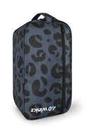 Blue and black leopard print oxygen concentrator carry bag with zipper and handle