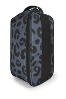 Blue and black animal print portable oxygen concentrator carry bag with zipper