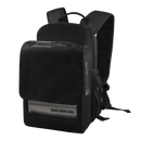Black backpack for portable oxygen concentrator with mesh panels and padded straps