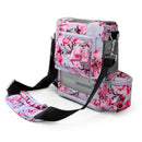 floral portable oxygen concentrator bag with pink flower pattern and adjustable shoulder strap