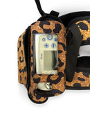 Leopard print Inogen One G5 carrying bag with visible device control panel