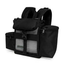 Black oxygen concentrator backpack with mesh panel and side zipper pockets