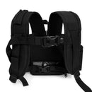 Black Inogen oxygen concentrator backpack with padded straps and secure buckles