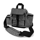Houndstooth portable oxygen concentrator bag with pockets and adjustable strap