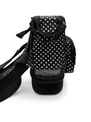 Black polka dot carry bag for portable oxygen concentrator with mesh and shoulder strap