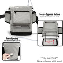 Gray hip bag for portable oxygen concentrator with secure zippered bottom, mesh panel, and battery charging opening.