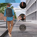 Black CPAP backpack with cushioned straps, chest strap, and double zippered pockets shown outdoors.