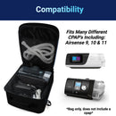 Black medium carry bag for CPAP machines with open top, storage for hose and accessories.