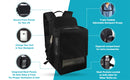 O2TOTES OxyGo Next Black backpack for Inogen One G5 concentrator, mesh ventilation, padded straps, side pockets, zippered compartment.