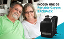 Senior couple smiling, man using oxygen with O2TOTES OxyGo Next backpack