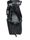 Black mesh and fabric oxygen concentrator carry bag with side pocket and adjustable strap