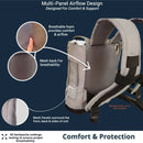 Close-up of backpack with mesh panels and breathable foam, designed for comfort and airflow, ideal for portable oxygen concentrator bags.