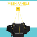 Black oxygen concentrator carry bag with mesh panels for breathability, highlighted features.