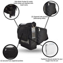 Black carry bag with mesh and zippered pockets, designed for Inogen One G5 oxygen concentrator.