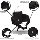 Black adjustable waist bag for portable oxygen concentrator with padded belt and quick release buckle