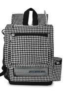 Houndstooth portable oxygen concentrator backpack with front zipper pocket and mesh panel