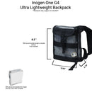 Inogen One G4 ultra lightweight backpack for portable oxygen concentrator, black mesh, size shown