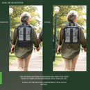 Woman wearing O2TOTES mesh backpack for Inogen One with zip-off bottom outdoors