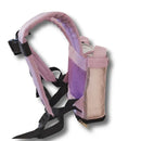 Purple and pink mesh portable oxygen concentrator backpack with padded shoulder straps