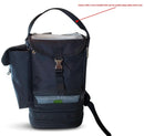 Black O2TOTES respiratory supply backpack with carry handle, front buckle, and side pocket