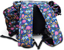 Blue floral Inogen One G3 backpack with padded straps, designed for portable oxygen concentrators.