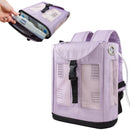 Lavender backpack for portable oxygen concentrator with mesh panels and hose opening