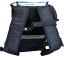 O2TOTES black backpack with padded straps and breathable mesh back for Inogen portable oxygen
